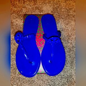 Brand New Mini Miller Flat Thong; (Tory Burch) Blue; Sz. 8 New in box
